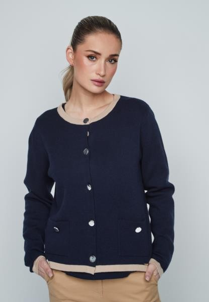Casaco estilo Chanel — azul-marinho
