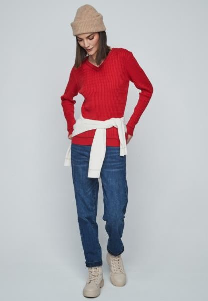 Camisola com pequenas tranças — vermelho — fotografia 4