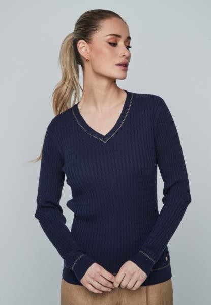 Camisola com pequenas tranças — azul-marinho