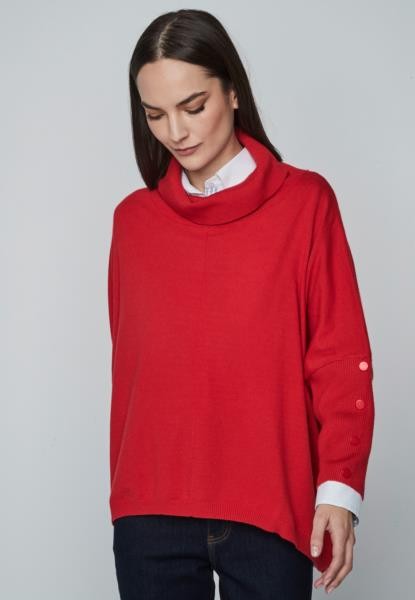 Poncho com botões — vermelho