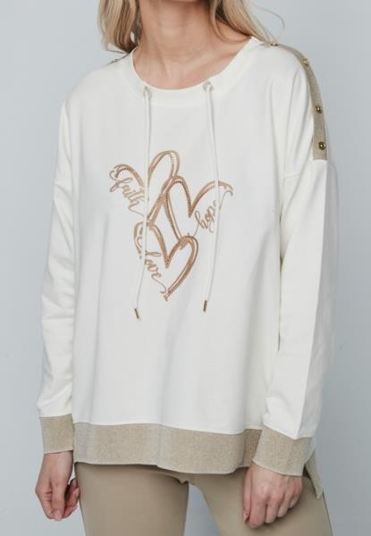 Sweatshirt com detalhe dourado — cru — fotografia 3