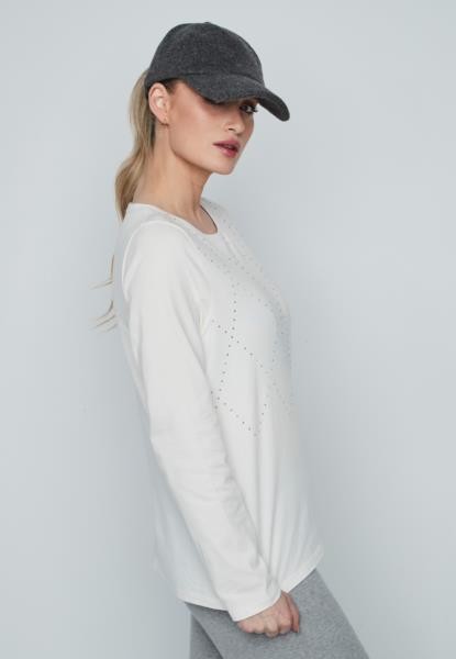 T-shirt com losangos brilhantes — branco — fotografia 4