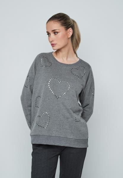 Sweatshirt com corações — cinzento mesclado — fotografia 3