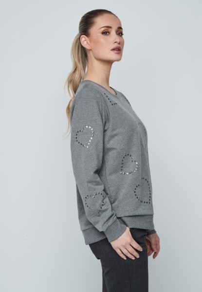 Sweatshirt com corações — cinzento mesclado — fotografia 4