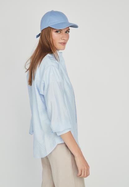 Blusa de riscas finas — azul-celeste — fotografia 5