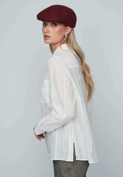 Camisa com textura às riscas — branco — fotografia 4
