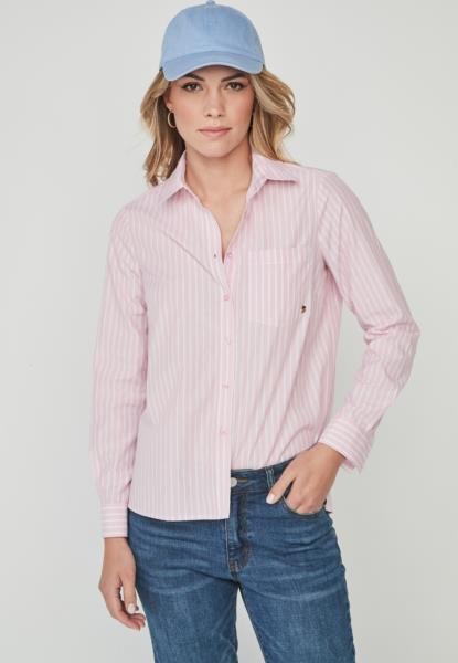 Blusa às riscas — rosa