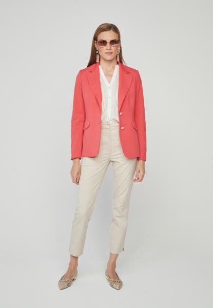 Blazer básico com botões de brasão — coral — fotografia 3
