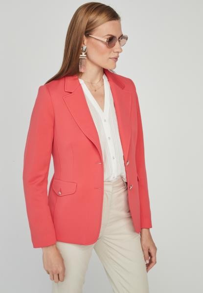 Blazer básico com botões de brasão — coral — fotografia 4