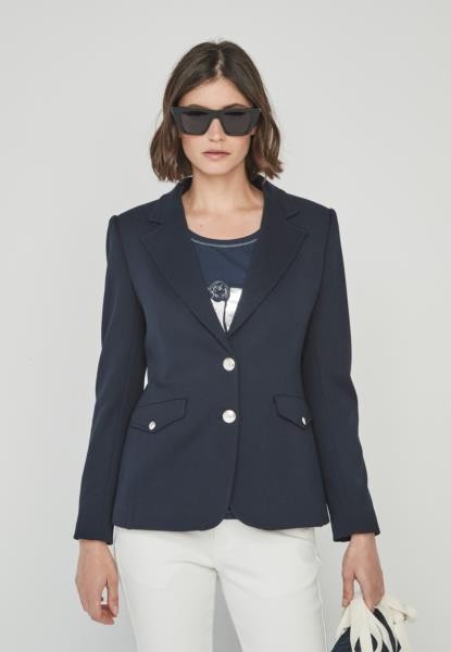 Blazer básico com botões de brasão — azul-marinho