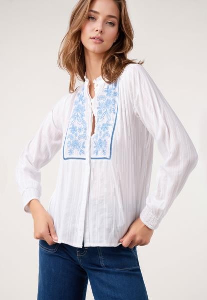 Blusa com bordado floral — branco