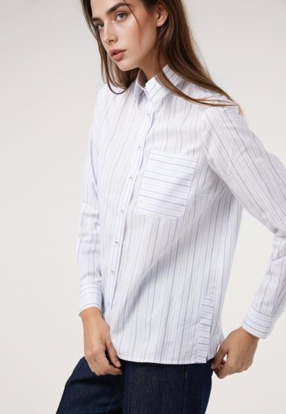 Camisa às riscas de estilo náutico — azul-marinho