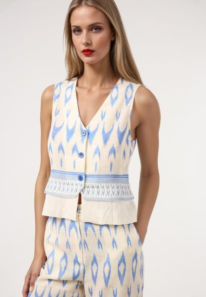 Top-colete com cercadura — conjunto — azul