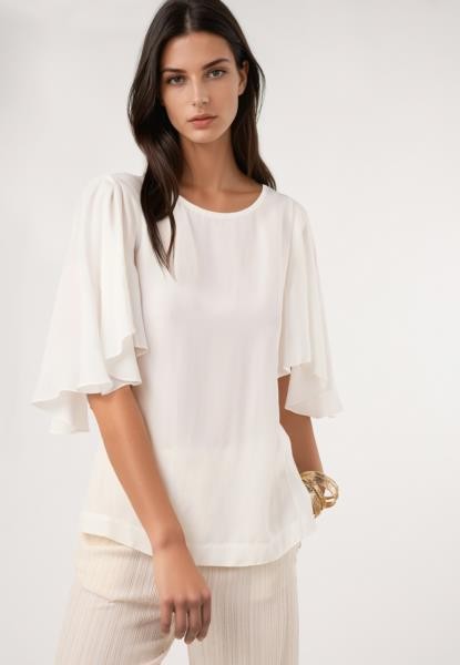 Blusa com mangas de capa — branco