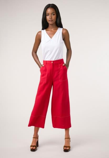 Calças com bolsos — vermelho