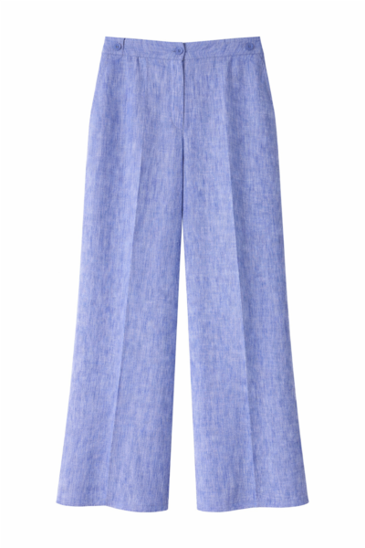 Calças culotte com efeito de linho — azul