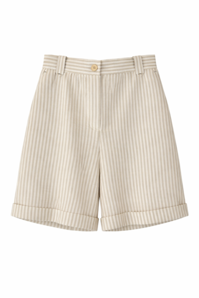 Bermudas às riscas — bege