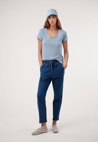 Jeans com elástico na cintura — índigo