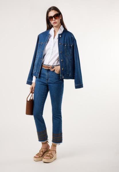 Jeans curtos bordados — ganga