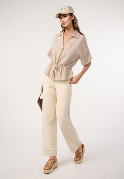 Sobrecamisa com padrão vichy — bege