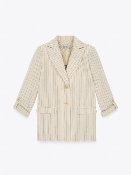 Blazer de fato às riscas em linho — bege — fotografia 5