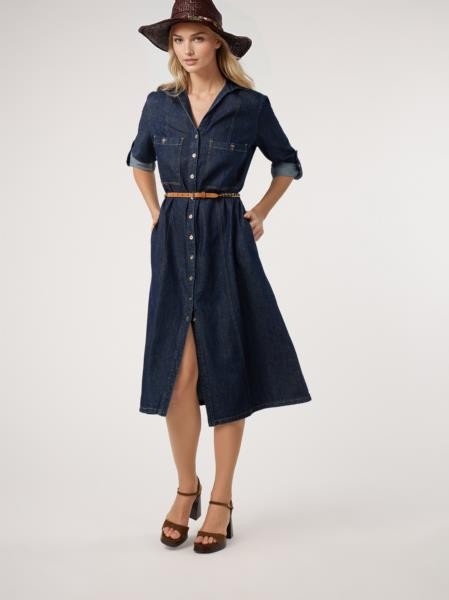 Vestido camiseiro de ganga — azul