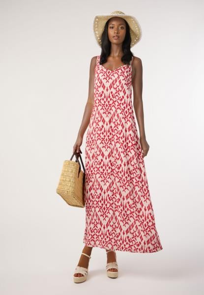 Vestido estampado de alças — vermelho