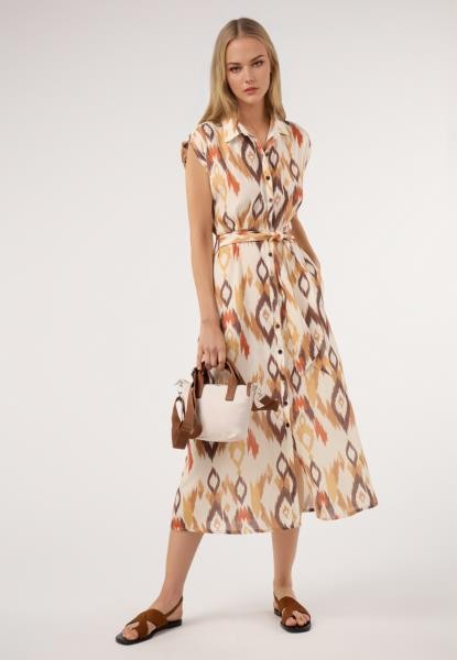 Vestido com padrão étnico — cru
