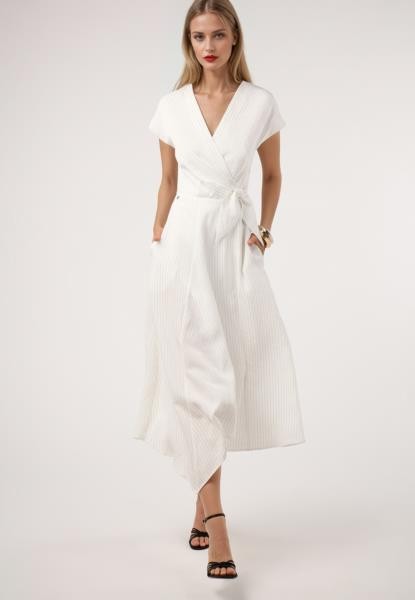 Vestido às riscas — branco