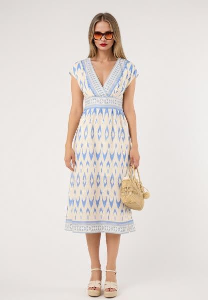 Vestido midi com cercadura — azul