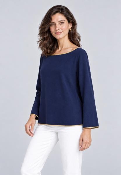 Camiseta cinta oro barco AZUL MARINO