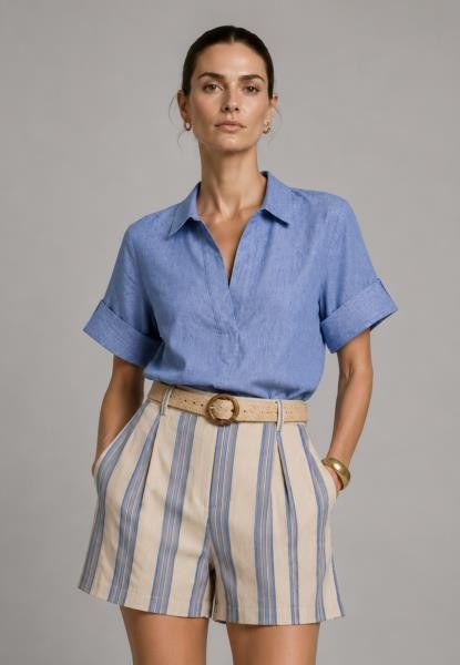 Blusa escote pico AZUL