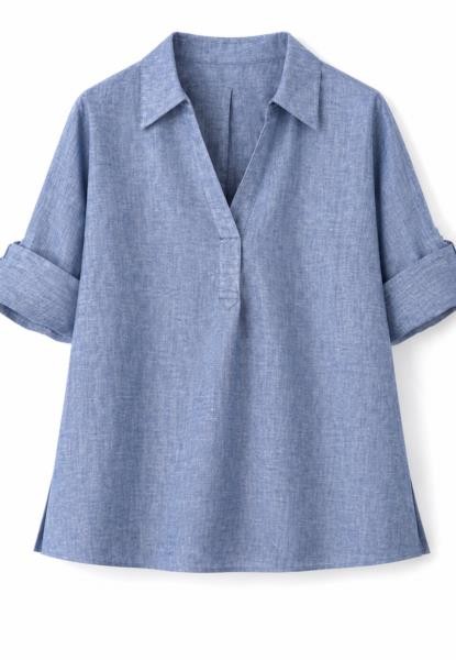 Blusa escote pico AZUL — fotografia 5