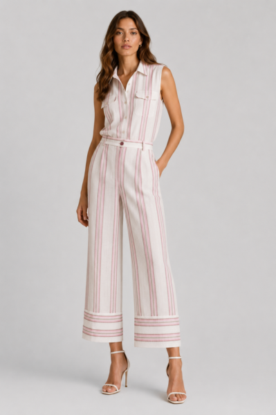 Pantalon raya ancha rosa ROSA