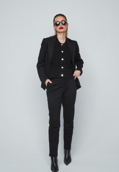 Blazier solapa sastre. traje NEGRO — fotografia 3